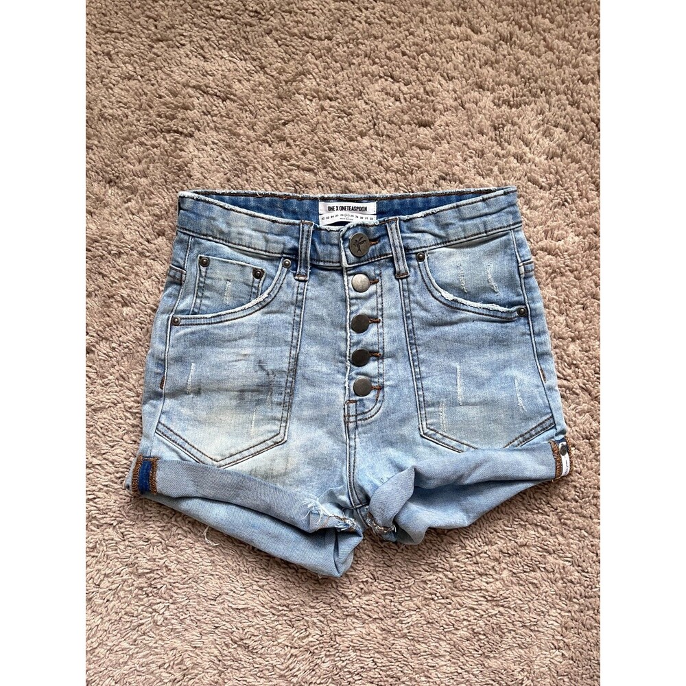 One Teaspoon Harlets Button-Fly Rolled Cuff Short… - image 1